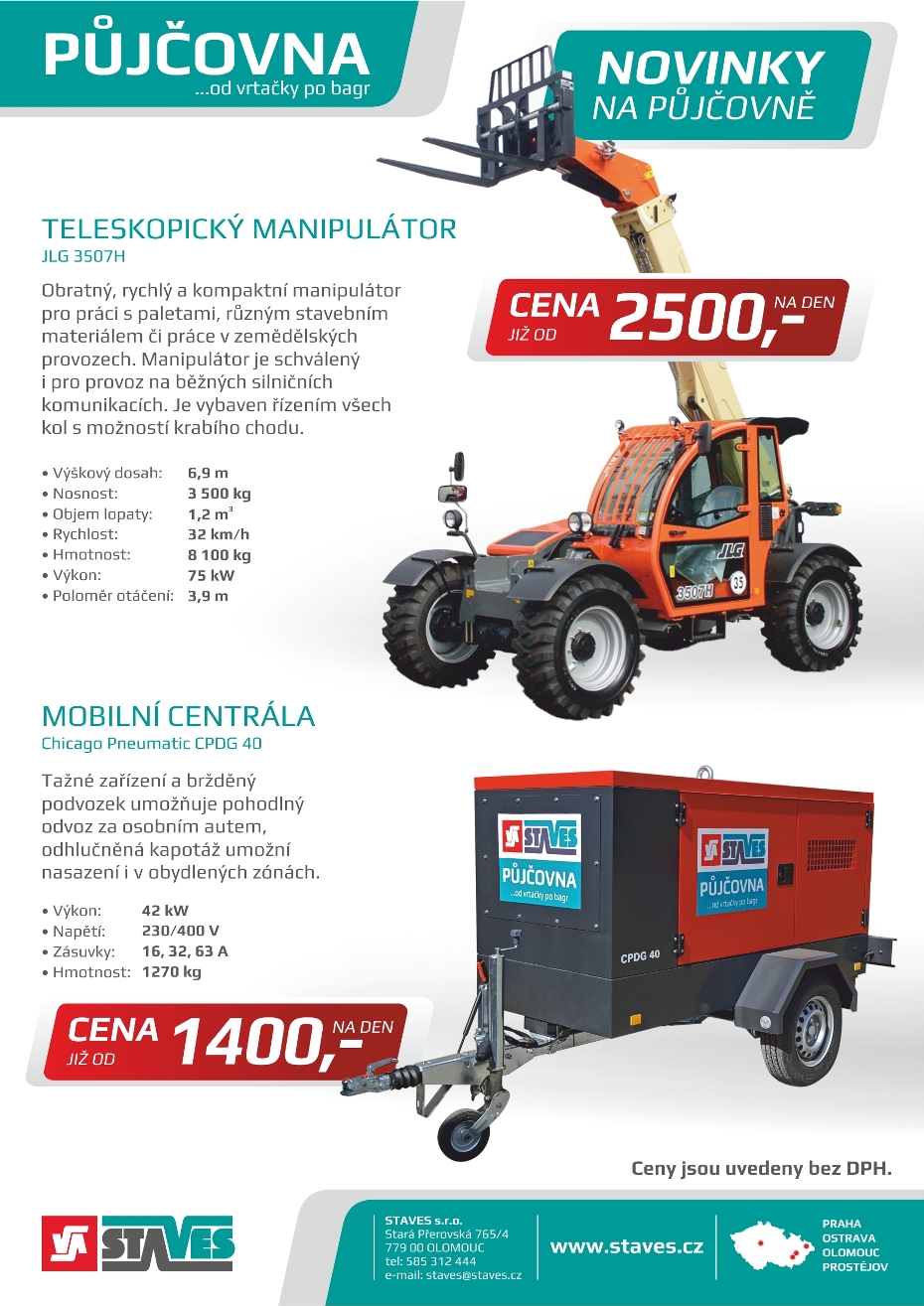 NOVINKY V PŮJČOVNĚ - manipulátor a mobilní elektrocentrála na tažné zařízení